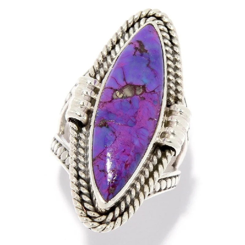 Sterling Silver 28 x 8mm Purple Mohave Turquoise Elongated Ring