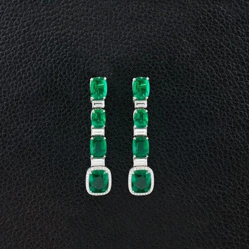 Emerald & Diamond Dangle Earrings