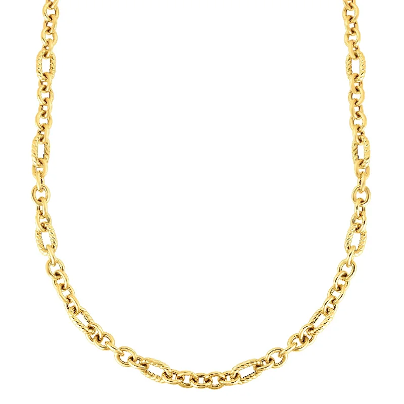 14K Gold Italian Cable Oval Link Necklace 30"