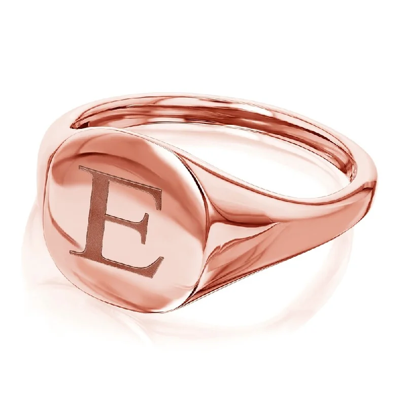 Annello by Kobelli 14k Rose Gold Personalized Signet Initials Cushion Ring - Times