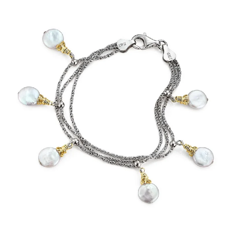 Coin Pearl Dangle Bracelet with 18k Gold Vermeil