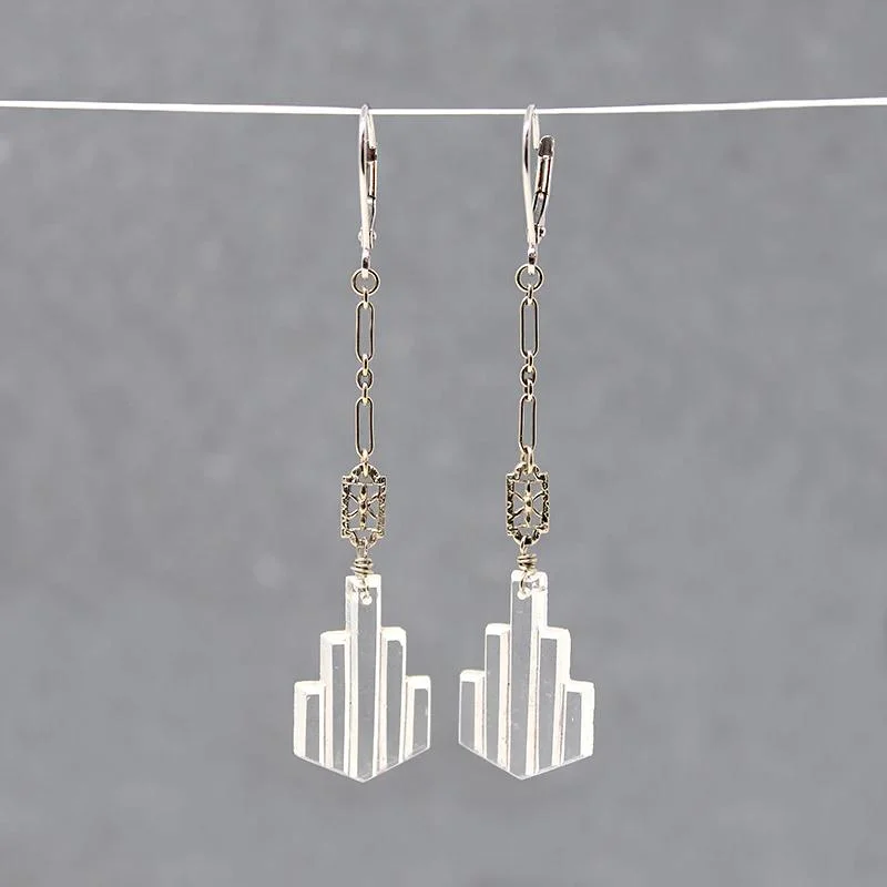 Art Deco Pressed Glass Earrings by brunet