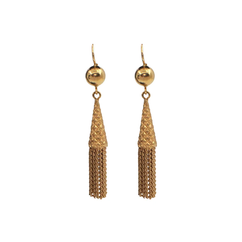 Vintage Italian 18k Gold Drop Tassel Earrings