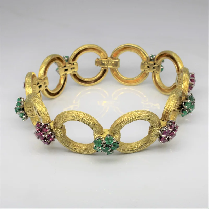 Ruby & Emerald Link Bracelet | 1.80ctw, 1.50ctw | 7" |