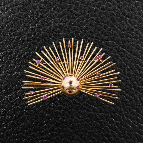 Estate Sunburst Pin & Earrings Set