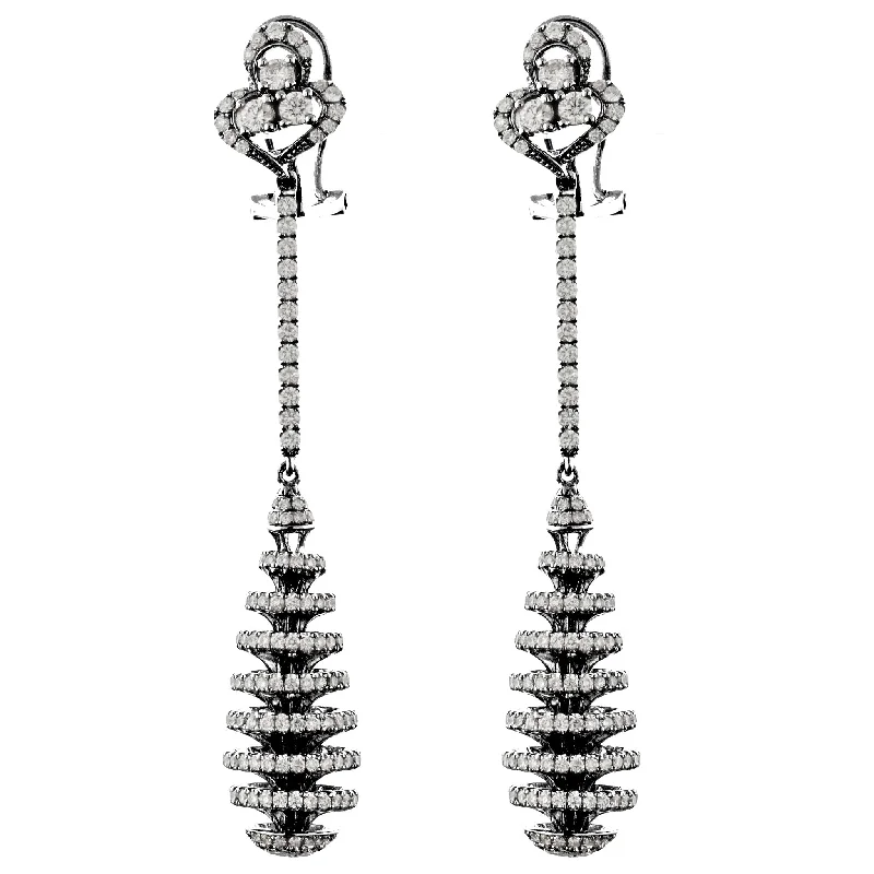 Long Diamond Spiral Gold Drop-Dangle Chandelier Earrings