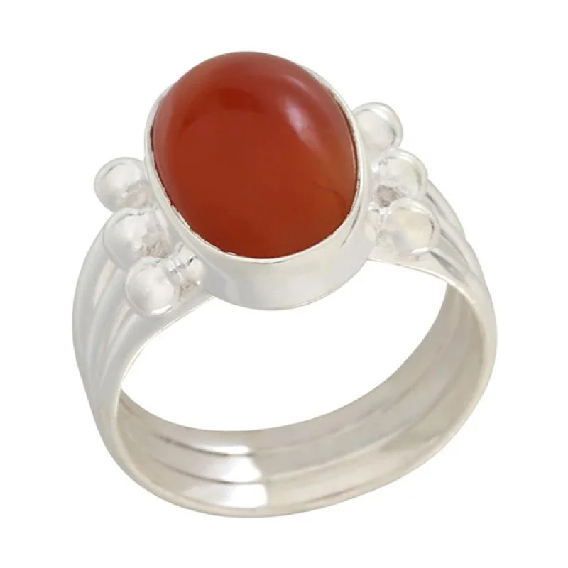 925 Sterling Silver Carnelian Solitaire Ring