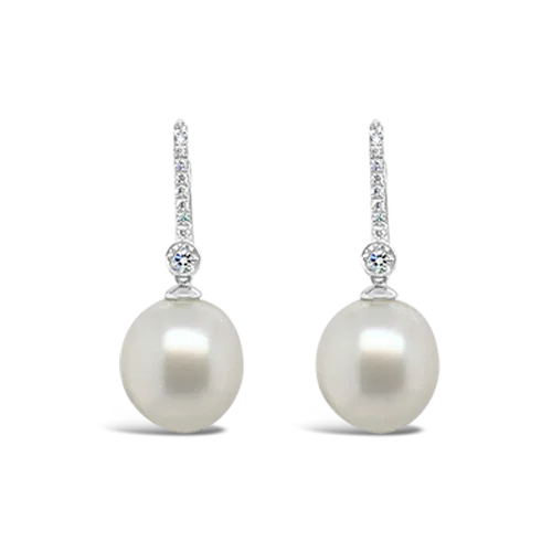 South Sea Pearl & Diamond Dangle Earrings