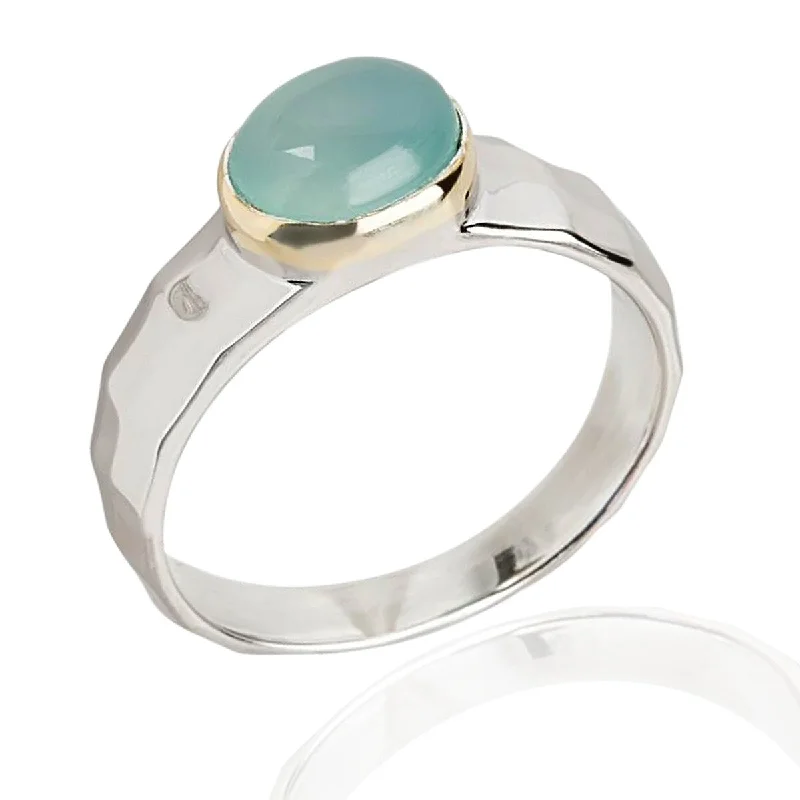 925 Sterling Silver Aqua Chalcedony Classic Ring