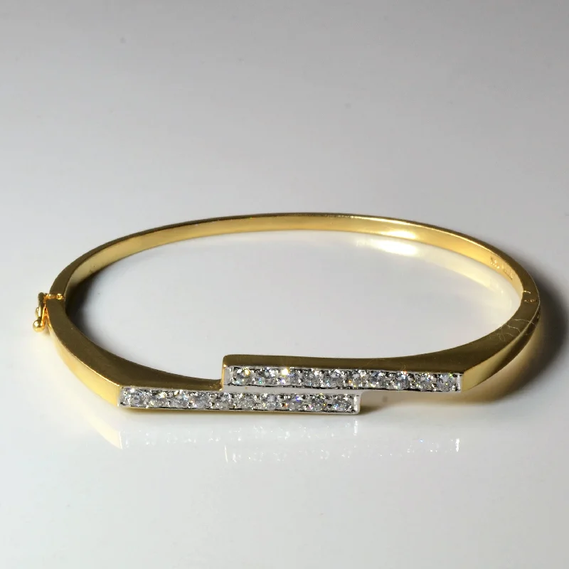 Pave Diamond Gold Bangle | 0.70ctw | 6"|