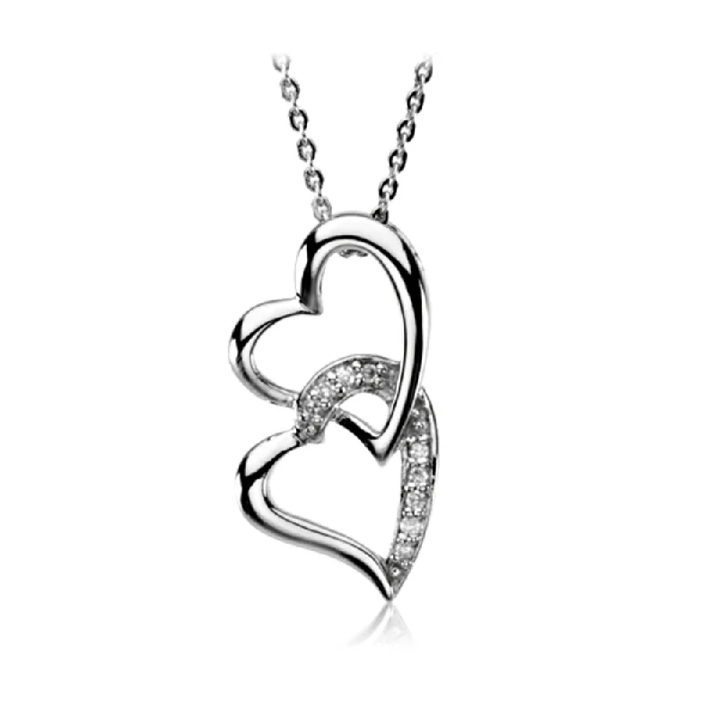 Rhodium Plated Sterling Silver & CZ, Like a Sister Necklace, 18 Inch