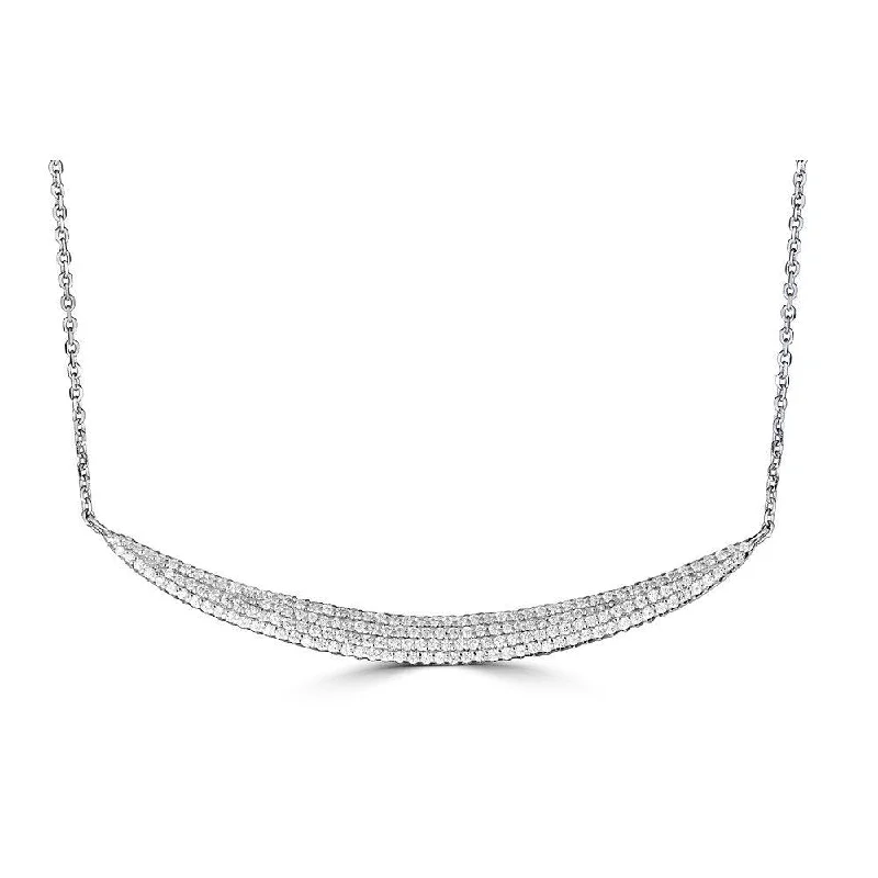 14KT GOLD .35 CTW DIAMOND CURVED BAR NECKLACE