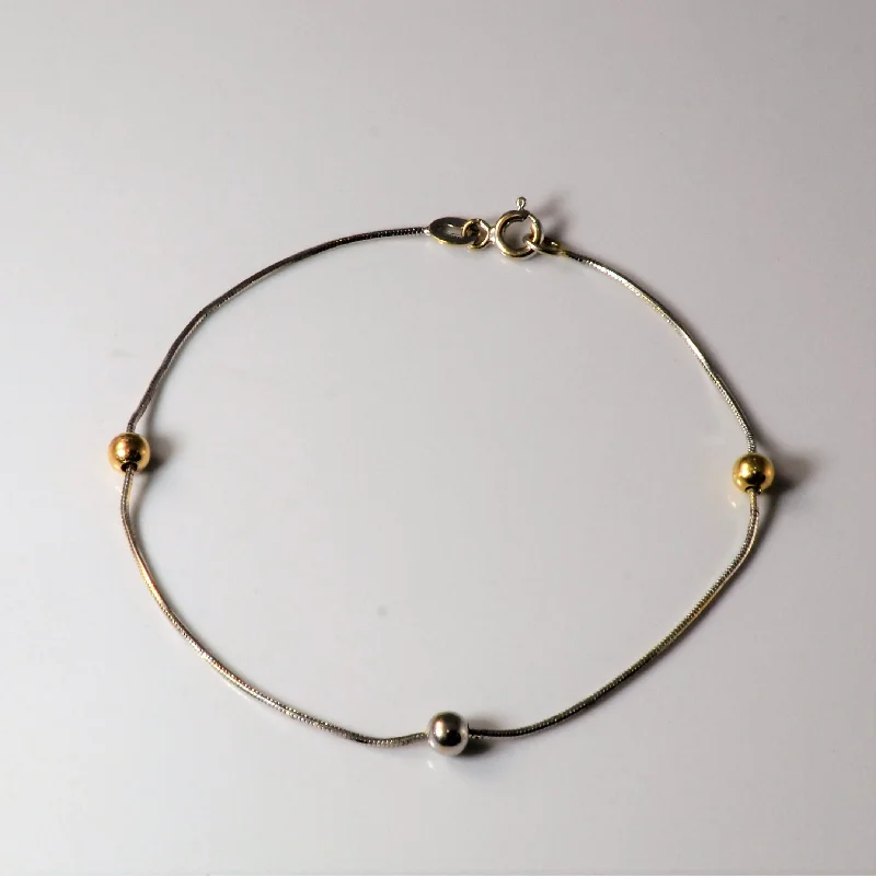 Two Tone Gold Ball Chain Bracelet | 7" |