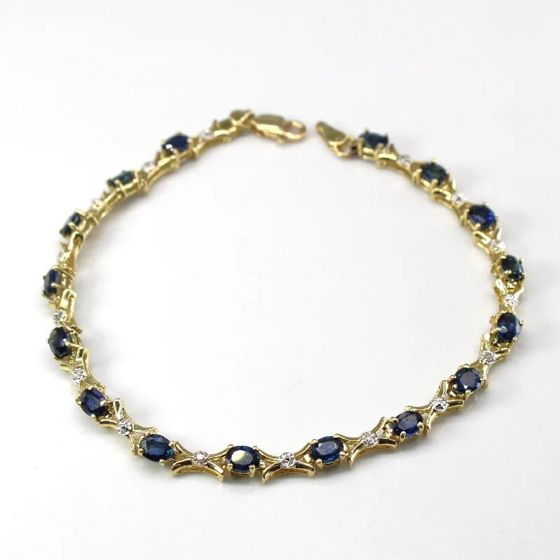 Sapphire & Diamond Chain Bracelet | 2.00ctw | 0.04ctw | 7"|