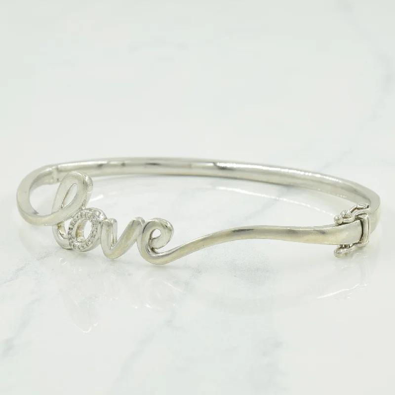 Pure Silver Diamond 'Love' Bracelet | 0.06ctw | 7.5" |