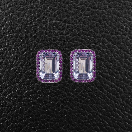 Rose Amethyst & Pink Sapphire Earrings