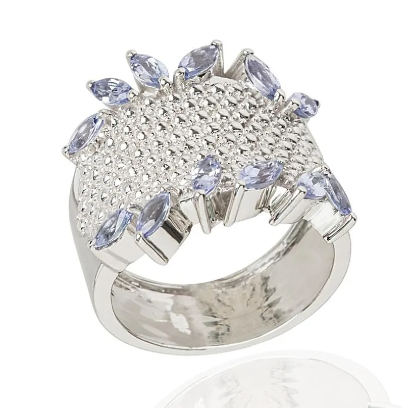 925 Sterling Silver Tanzanite Cluster Ring