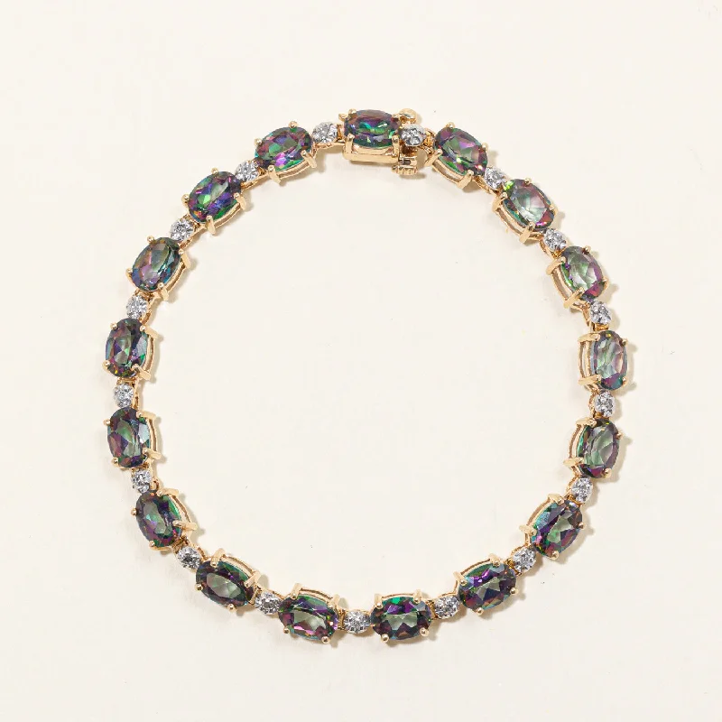 Mystic Topaz & Diamond Bracelet | 14.00ctw, 0.17ctw | 7" |