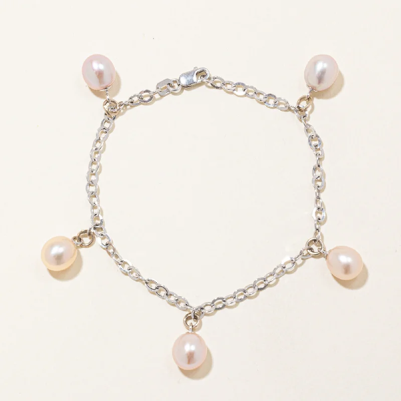 Oval Drop Pearl Pink Bracelet | 7" |