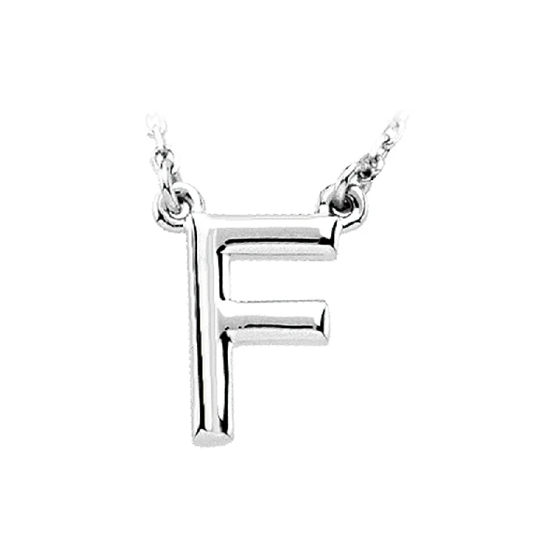 Sterling Silver, Kendall Collection, Block Initial F Necklace, 16 Inch