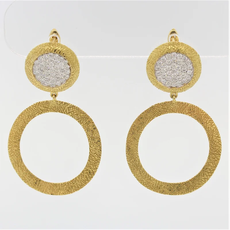 Diamond Pave Gold Hoop-Drop Earrings