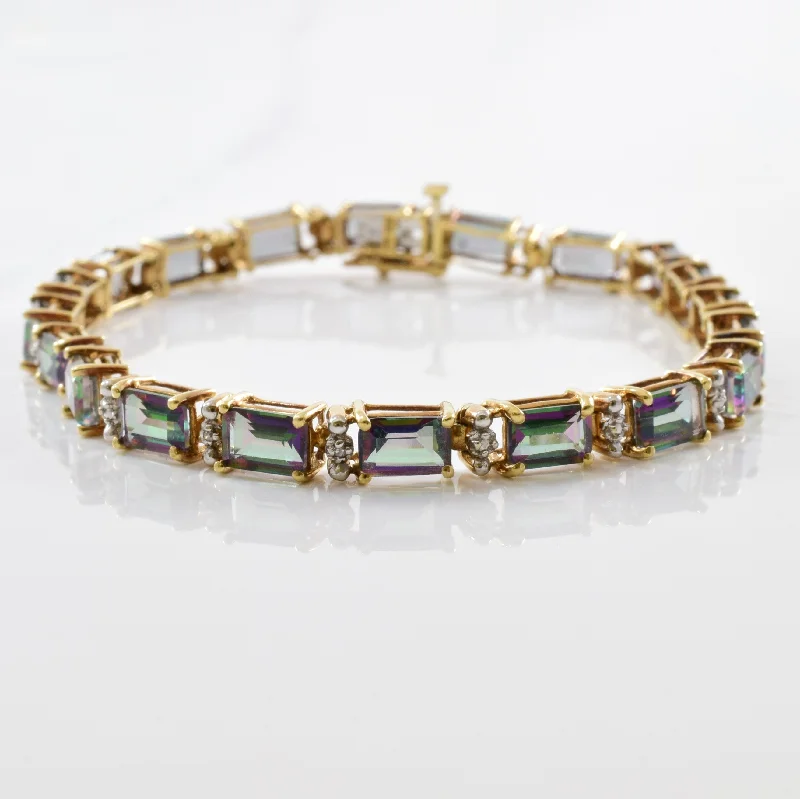 Mystic Topaz & Diamond Tennis Bracelet | 0.02ctw, 12.00tw | 7" |