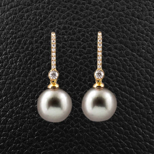 Tahitian Pearl & Diamond Earrings