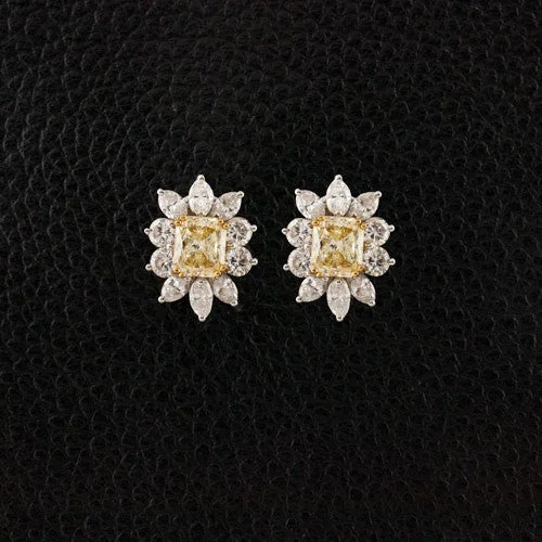 Yellow & White Diamond Earrings