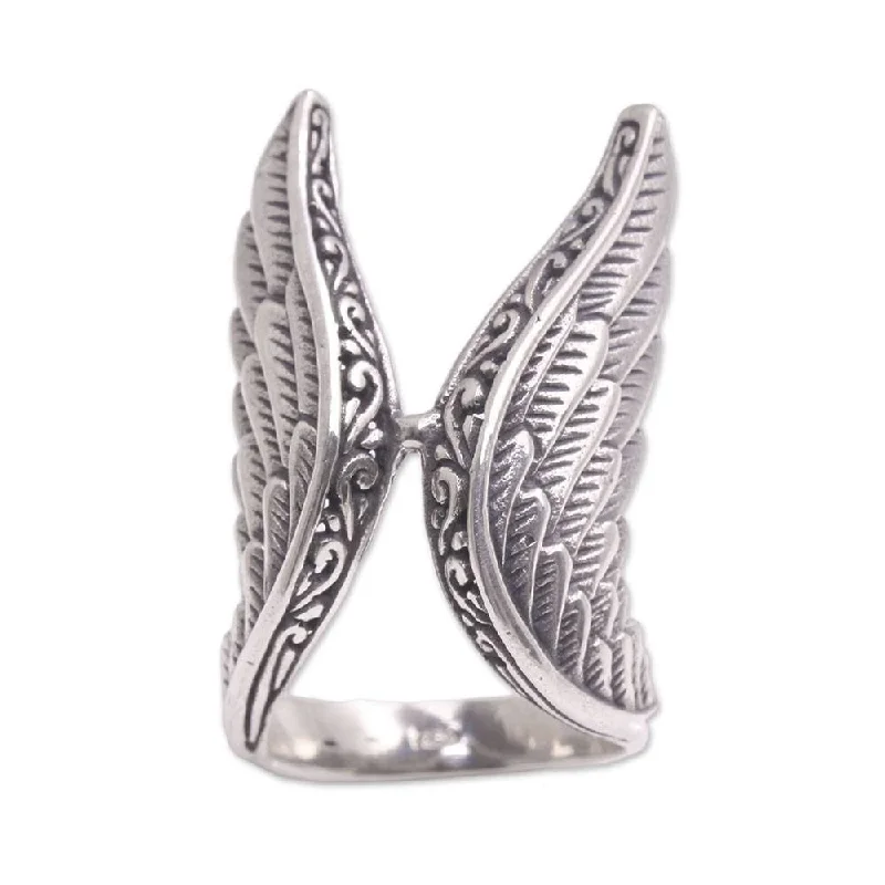 NOVICA Winged Glory, Sterling silver cocktail ring