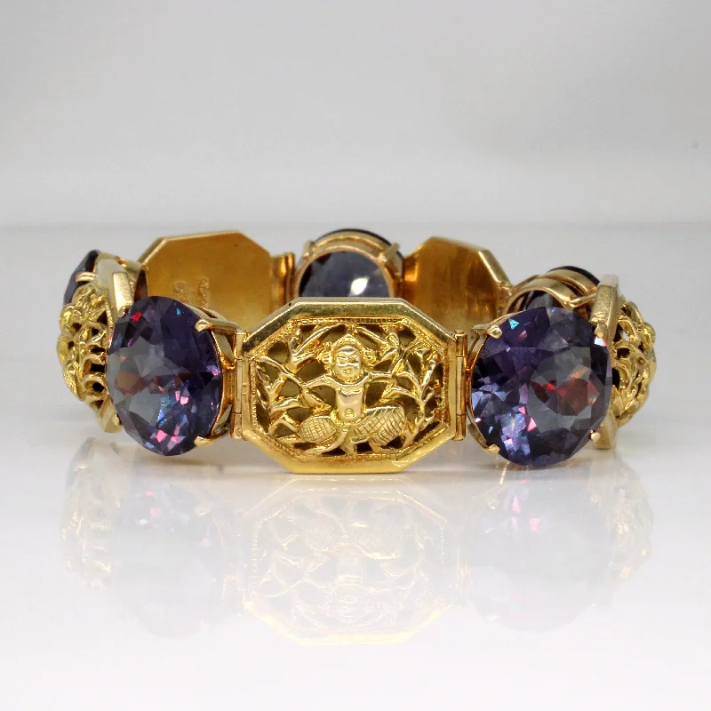 Synthetic Colour Change Sapphire Bracelet | 65.00ctw | 7" |