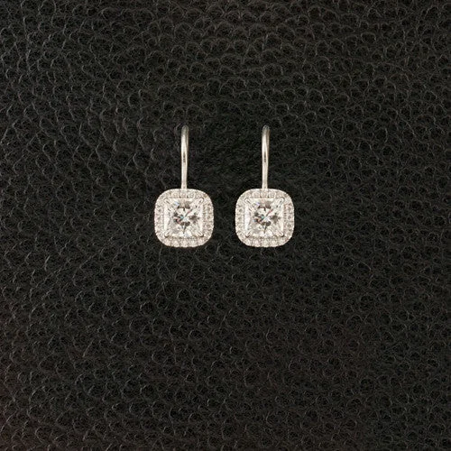 Radiant cut Diamond Earrings with Halo