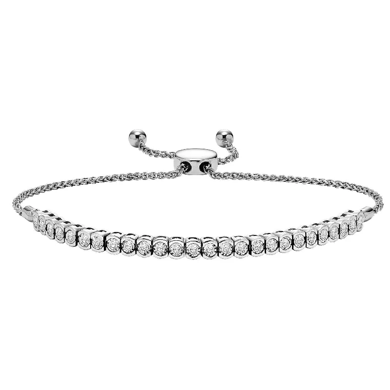 BOLO Diamond Bracelet 1/2 Cttw 10K White Gold