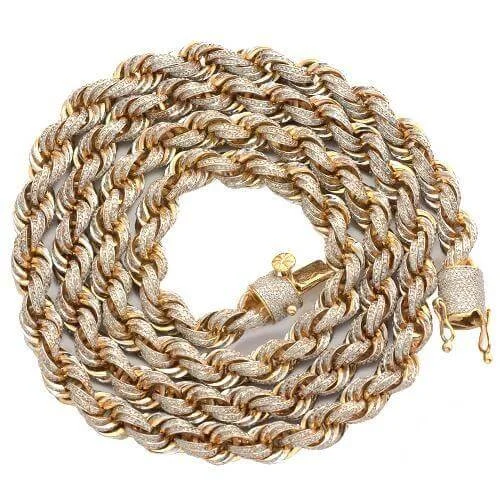 10KY 10.00CTW DIAMOND ROPE CHAIN 24”