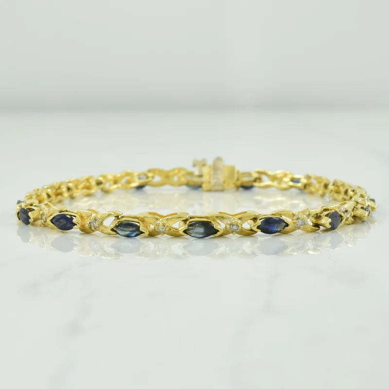 Sapphire & Diamond Tennis Bracelet | 2.00ctw, 0.16ctw | 7.25" |