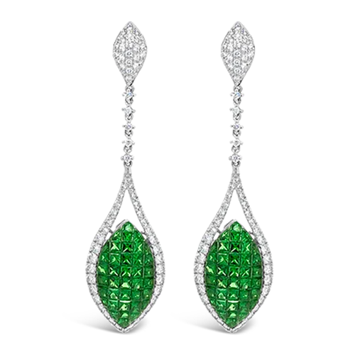 Tsavorite & Diamond Curvy Dangle Earrings