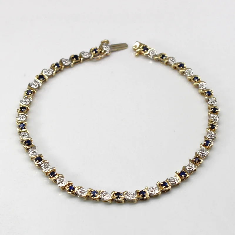 Sapphire & Diamond Chain Bracelet | 0.83ctw | 0.025ctw | 7.5"|