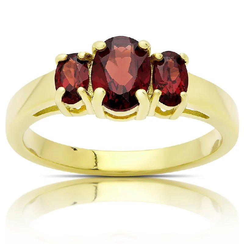 Dolce Giavonna Gold Over Sterling Silver Three Stone Garnet Ring