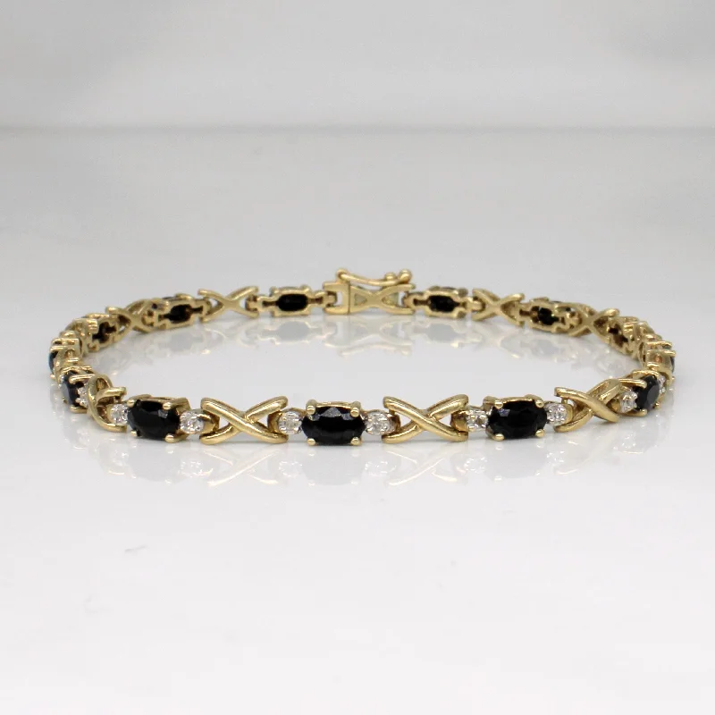 Sapphire & Diamond Tennis Bracelet | 4.55ctw, 0.13ctw | 7.5" |