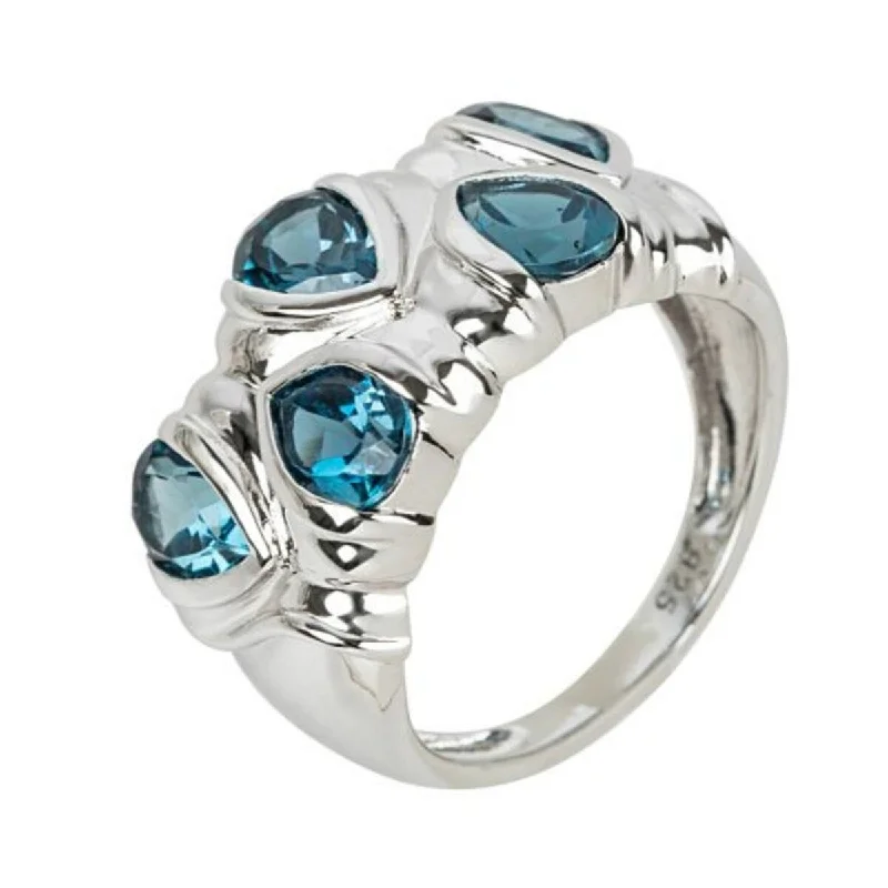 925 Sterling Silver London Blue Topaz Ring