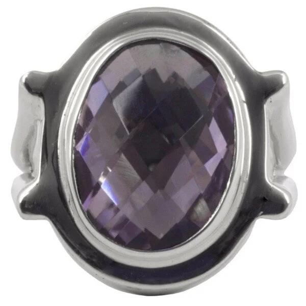 Handmade Sterling Silver 'Contempo' Amethyst Cocktail Ring (Mexico) - Purple