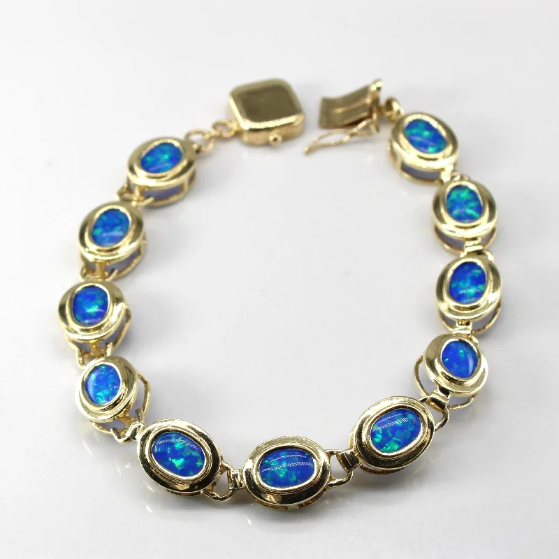 Synthetic Opal Chain Bracelet | 5.50ctw | 7"|