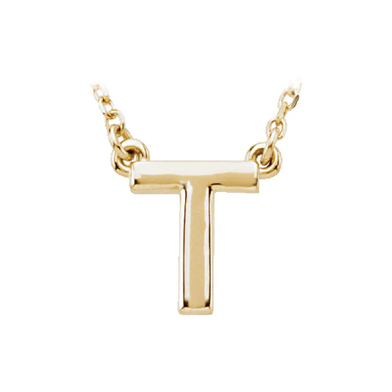 14K Yellow Gold, Kendall Collection, Block Initial T Necklace, 16 Inch