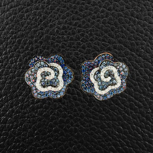 Sapphire & Diamond Flower Earrings