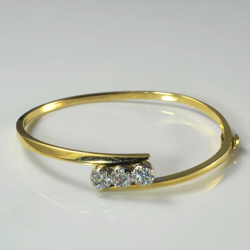 Triple Cluster Diamond Bypass Bangle | 0.24ctw | 7" |