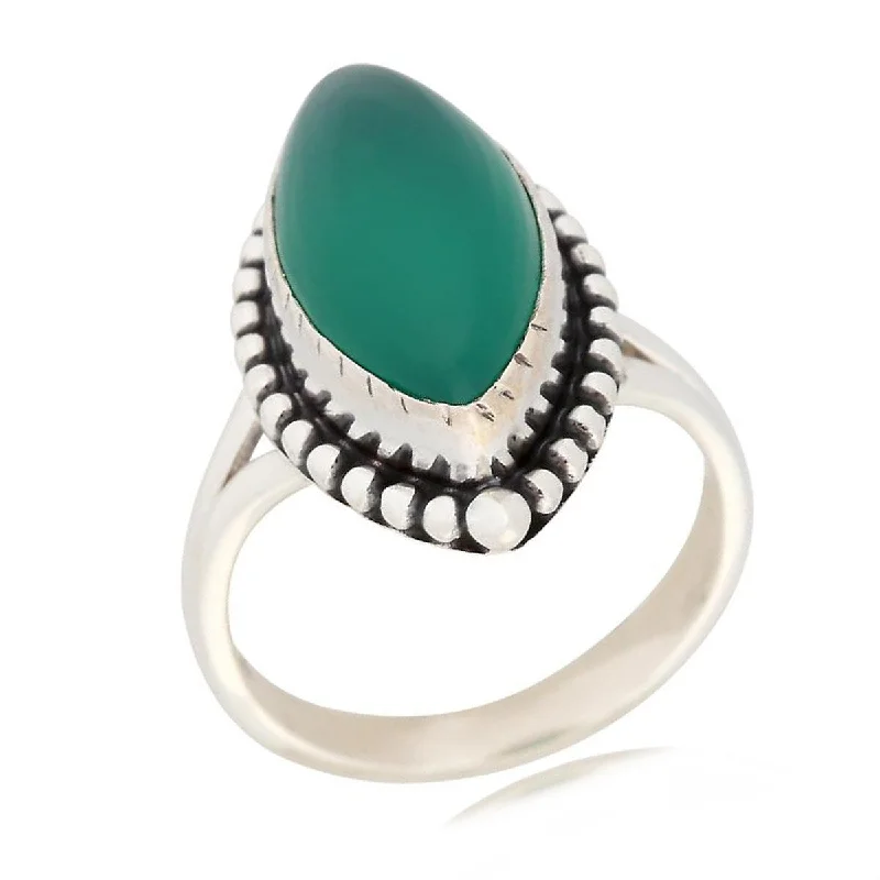 925 Sterling Silver Green Onyx Solitaire Ring