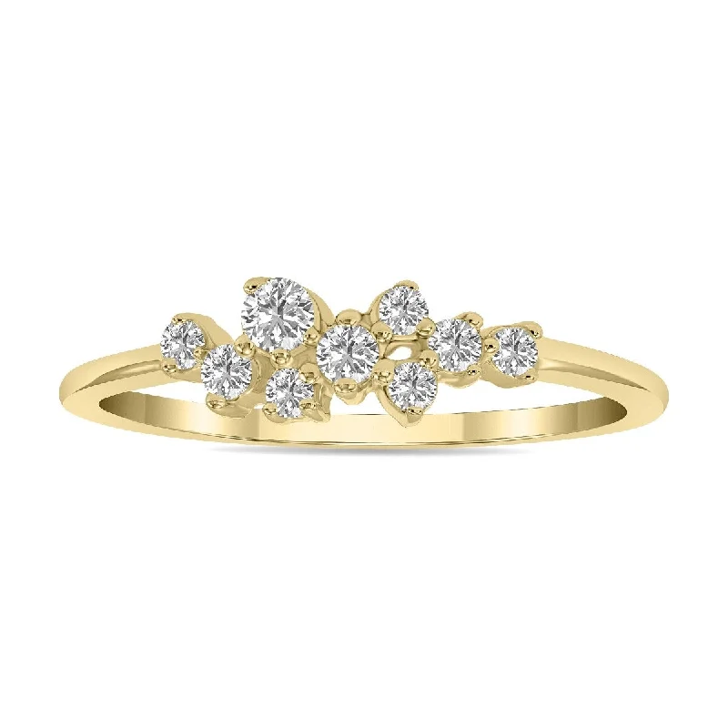 Marquee 1/4 CTW Lab Grown Diamond Clustered Ring in 10K Yellow Gold (F-G Color, VS1- VS2 Clarity)