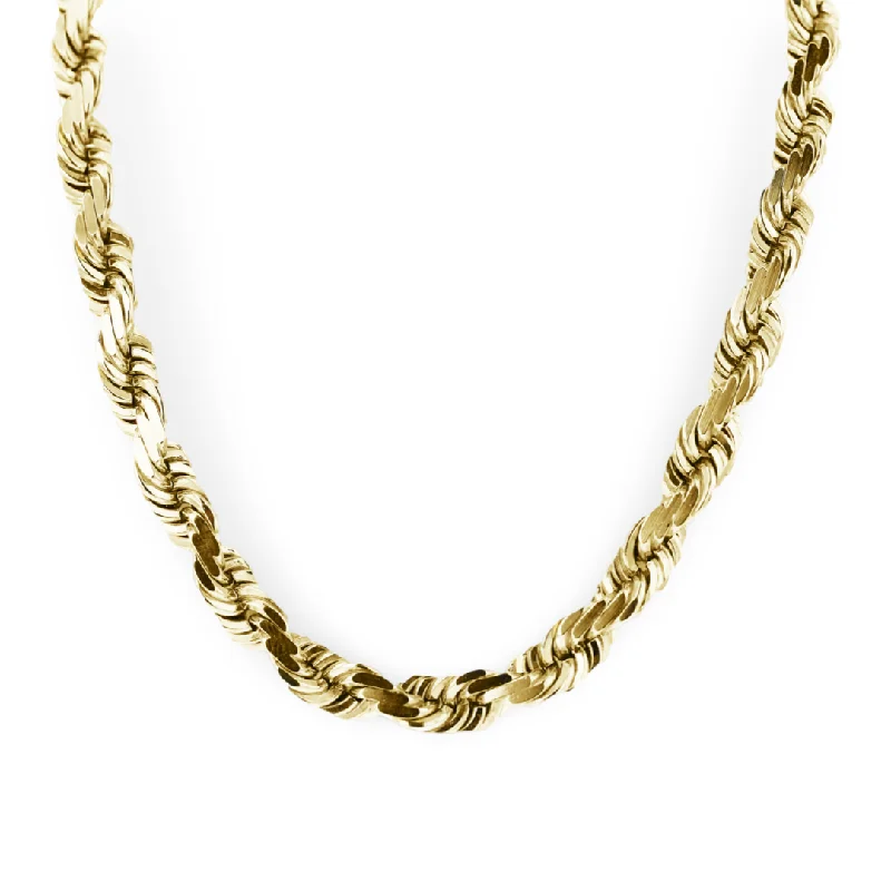 MEN'S 14KT YELLOW GOLD SOLID 6MM ROPE LINK NECKLACE