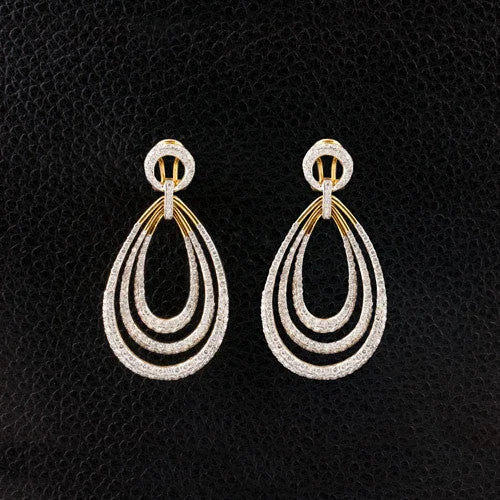 Diamond Triple Teardrop Earrings