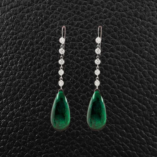 Emerald & Diamond Dangle Earrings