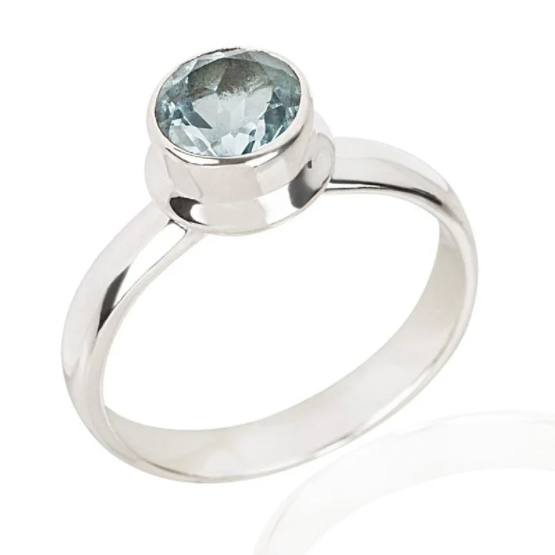 925 Sterling Silver Sky Blue Topaz Solitaire Ring